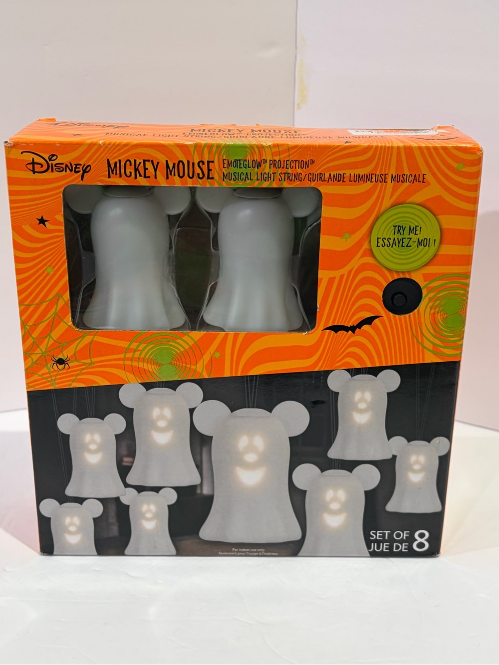 Disney Mickey Mouse Ghost Projection Light String w Music- NIB